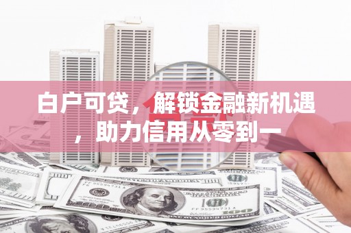 东台白户可贷，解锁金融新机遇，助力信用从零到一