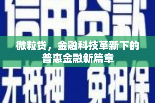 天宁微粒贷，金融科技革新下的普惠金融新篇章