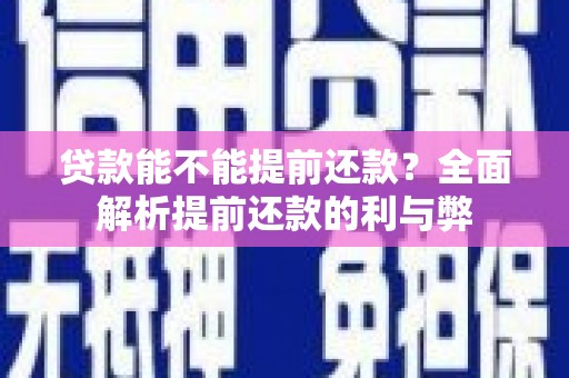 林园贷款能不能提前还款？全面解析提前还款的利与弊