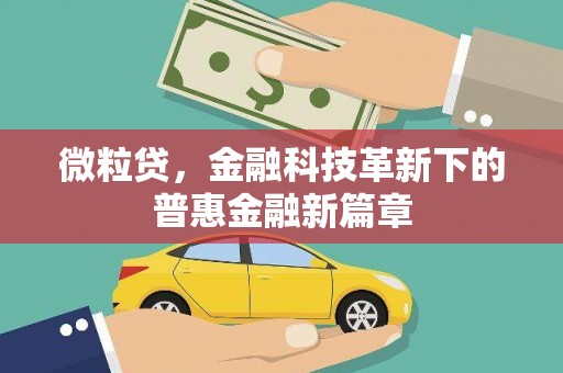 莿桐微粒贷，金融科技革新下的普惠金融新篇章