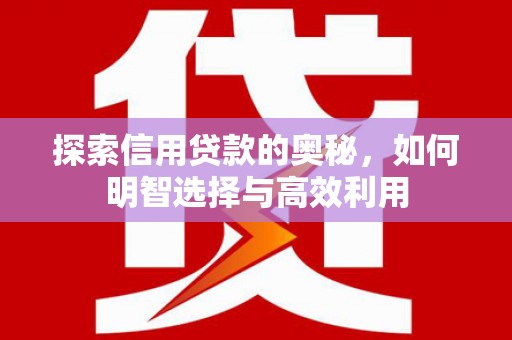 南县探索信用贷款的奥秘，如何明智选择与高效利用