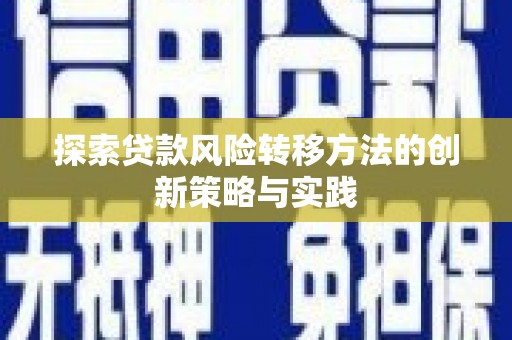 坦洲探索贷款风险转移方法的创新策略与实践